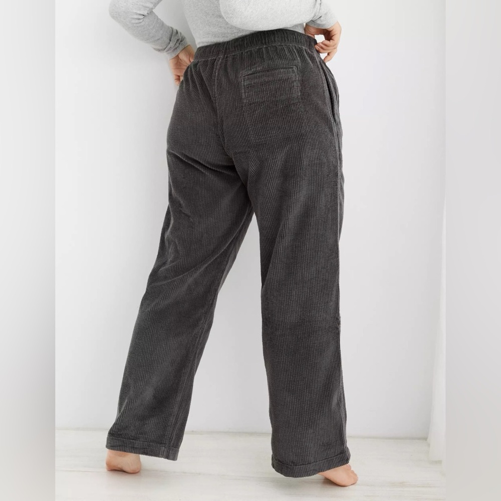 AERIE Corduroy Low Rise Pant Slouchy Fit Wide Leg Elastic Drawstring Waist - Picture 2 of 14